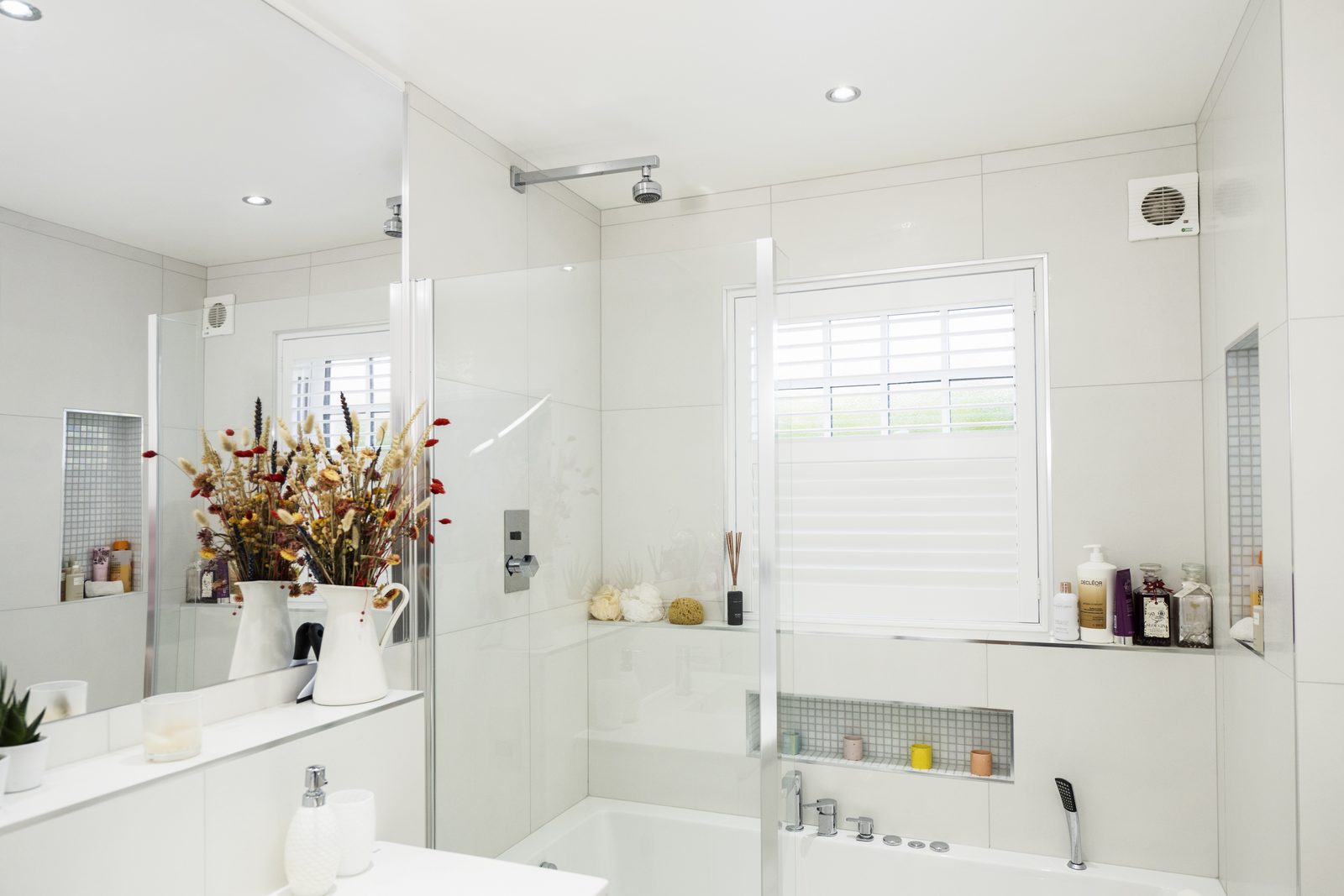 Bathroom window shutters in an Ipswich en-suite