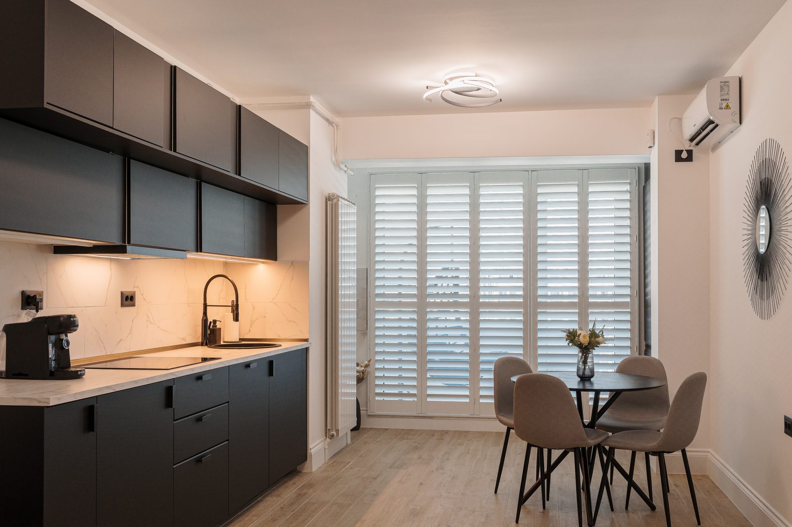Plantation shutters in an Ipswich kitchen diner