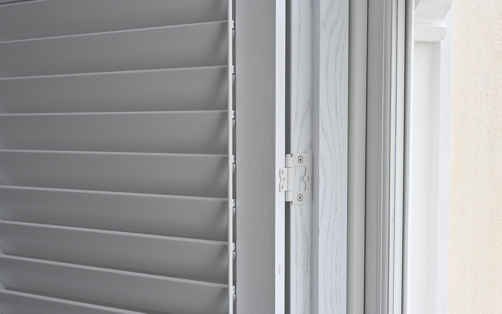 Close-up detail of shutter louvres fitted in Ipswich