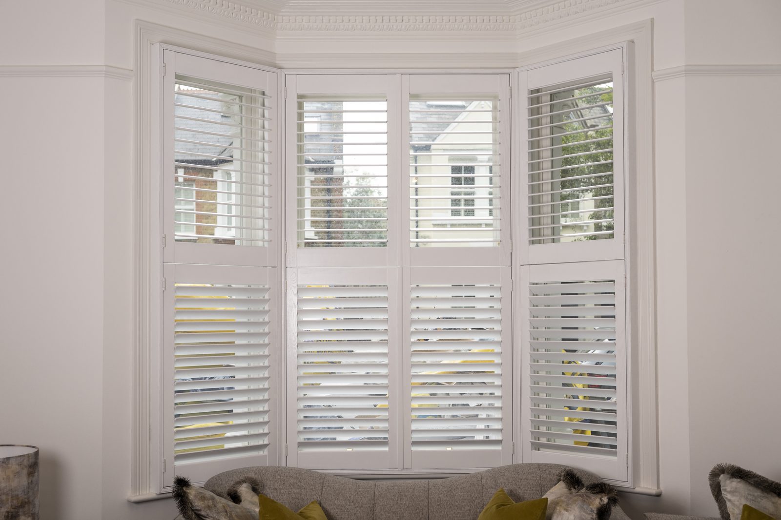 Bay window shutters in a Woodbridge period home