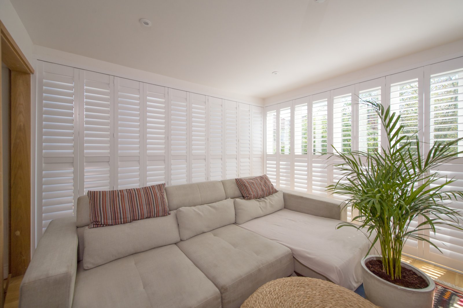White plantation shutters in a Suffolk home